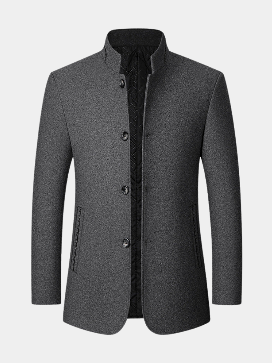 Herrenjacke mit Stehkragen und Ein-Knopf-Verschluss | A&B - 4 - Annoboutique