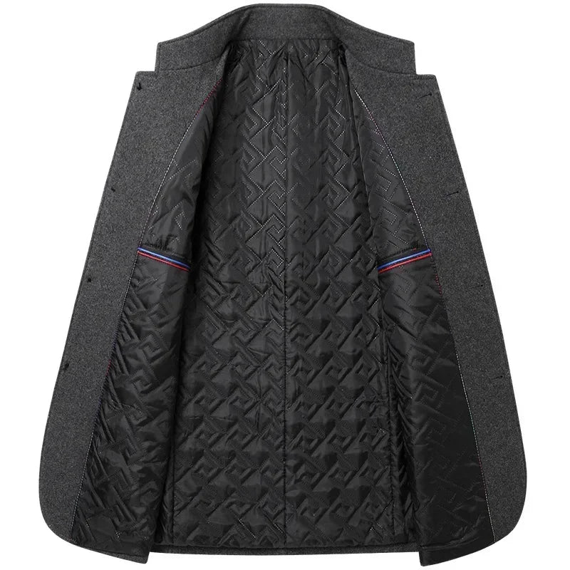 Herrenjacke mit Stehkragen und Ein-Knopf-Verschluss | A&B - 6 - Annoboutique