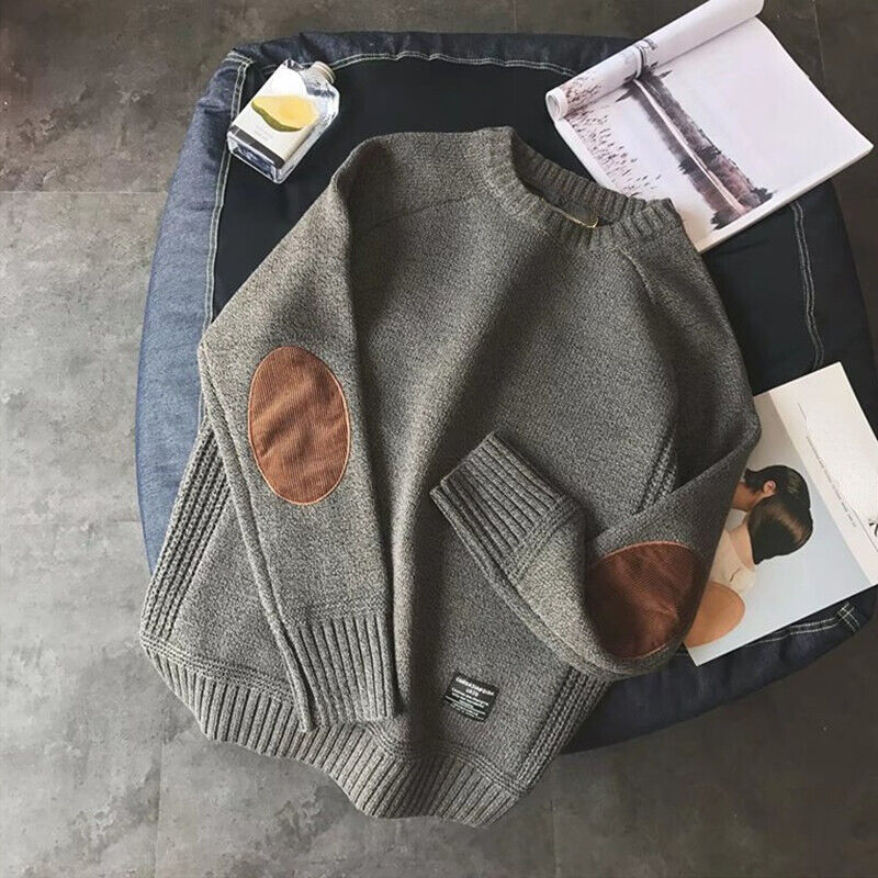 Pullover Herren mit lässigem Schnitt und charakteristischen Ellbogen-Patches | A&B - 1 - Annoboutique