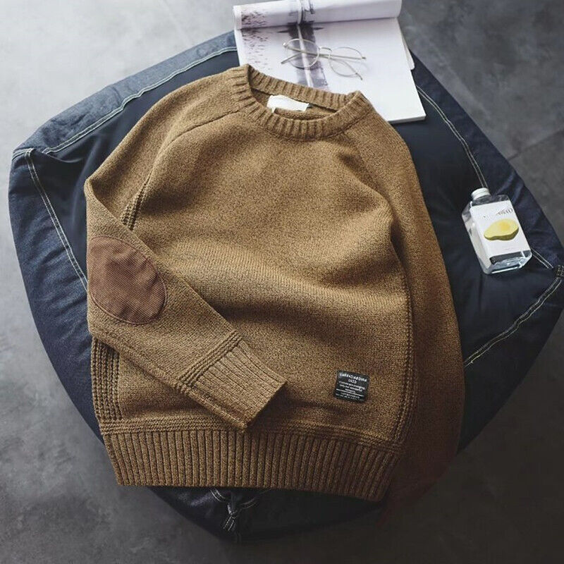 Pullover Herren mit lässigem Schnitt und charakteristischen Ellbogen-Patches | A&B - 2 - Annoboutique