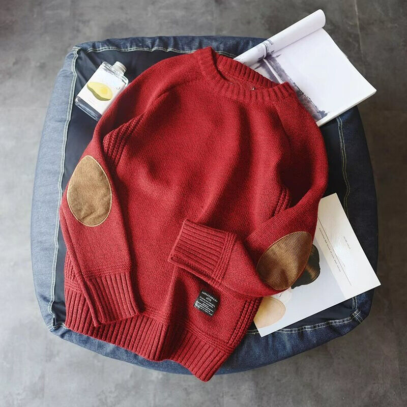 Pullover Herren mit lässigem Schnitt und charakteristischen Ellbogen-Patches | A&B - 3 - Annoboutique