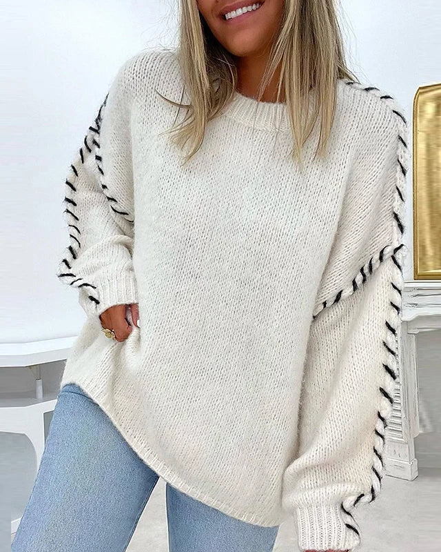 Pullover Damen mit lässigem Schnitt und auffälligen Ärmel-Details | A&B - 4 - Annoboutique
