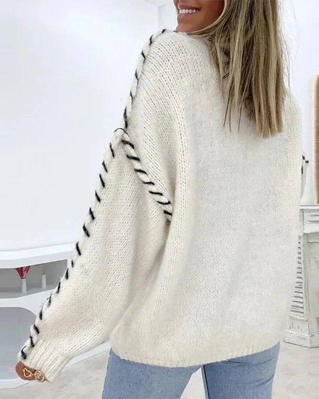 Pullover Damen mit lässigem Schnitt und auffälligen Ärmel-Details | A&B - 6 - Annoboutique