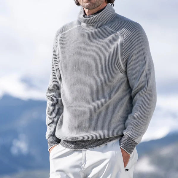 Pullover Herren mit hohem Kragen und strukturiertem Design | A&B - 1 - Annoboutique