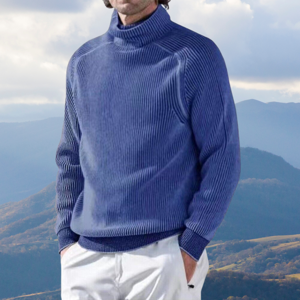 Pullover Herren mit hohem Kragen und strukturiertem Design | A&B - 5 - Annoboutique