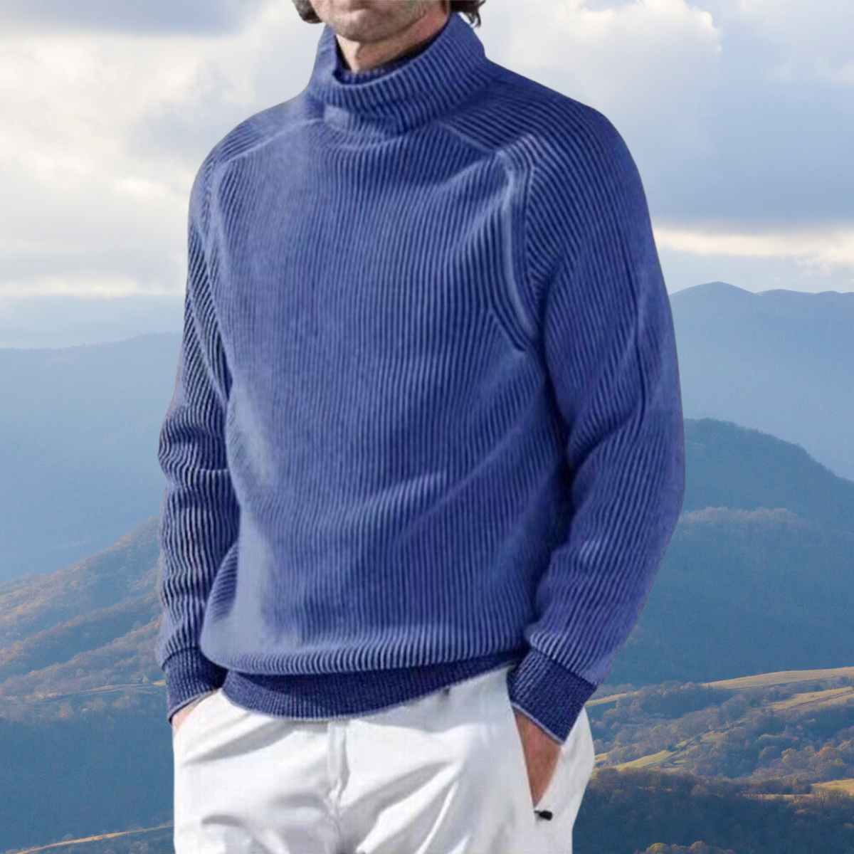 Pullover Herren mit hohem Kragen und strukturiertem Design | A&B - 5 - Annoboutique