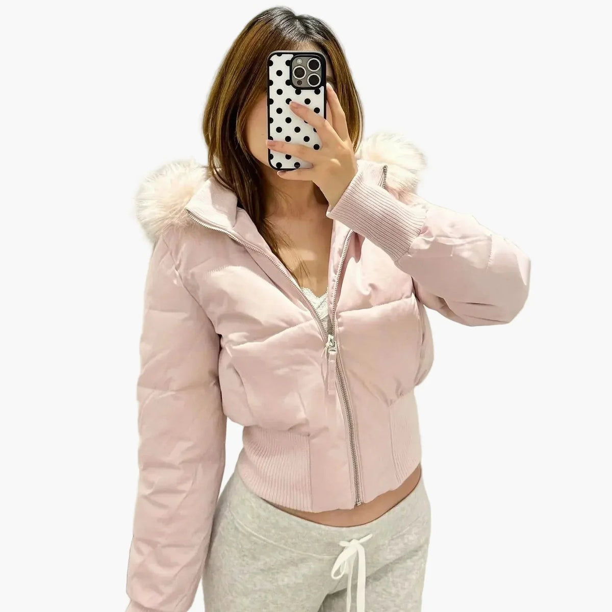 Damen Winterjacke mit Kapuze und cropped Schnitt | A&B - 1 - Annoboutique