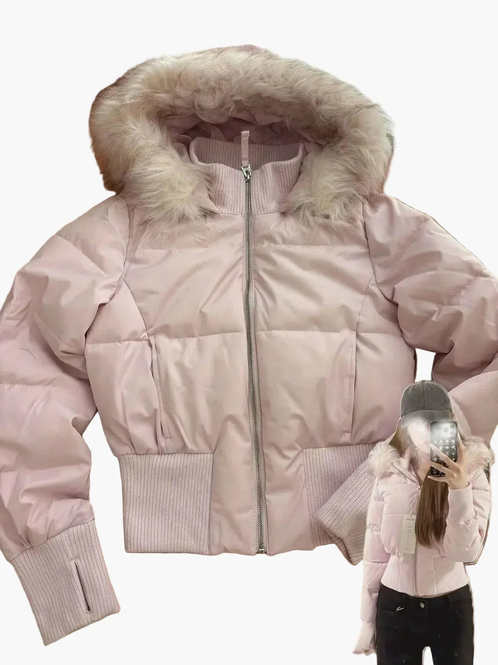 Damen Winterjacke mit Kapuze und cropped Schnitt | A&B - 6 - Annoboutique