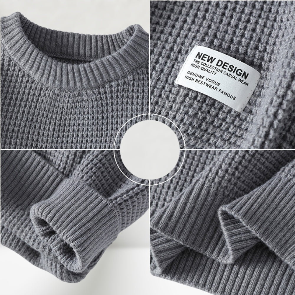 Pullover Herren mit klassischem Rundhalsausschnitt und strukturiertem Design | A&B - 5 - Annoboutique
