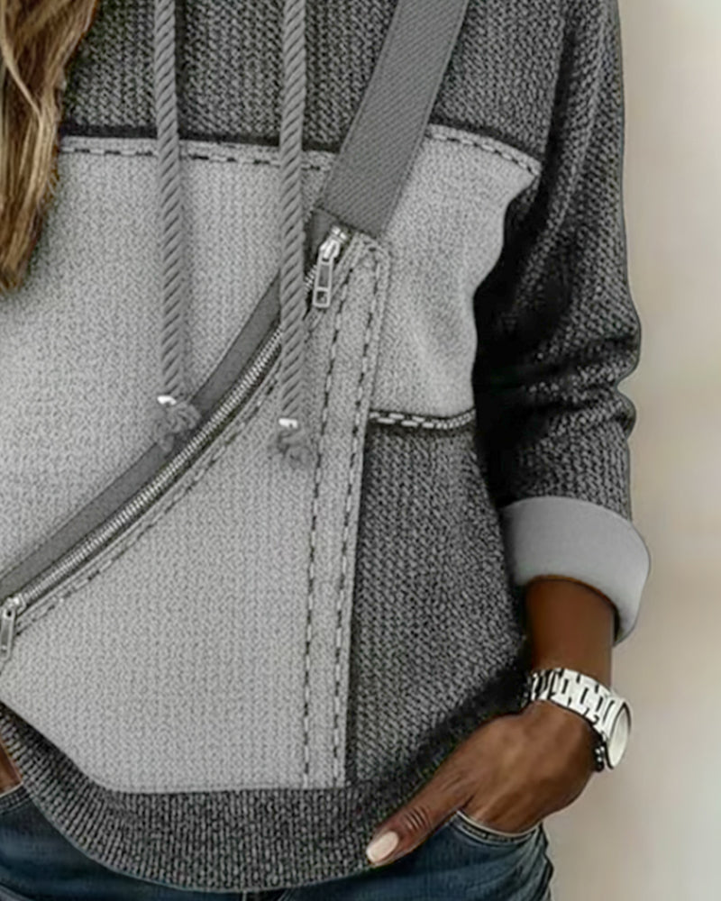Hoodie Damen mit asymmetrischem Reißverschluss und lässiger Passform | A&B - 5 - Annoboutique
