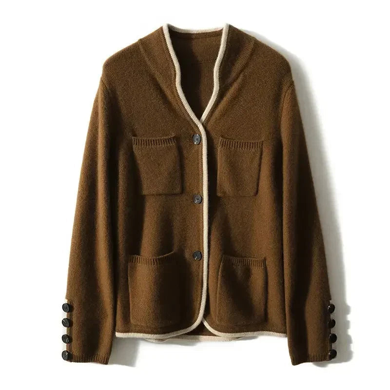 Cardigan Damen mit Knopfverschluss und Taschen | A&B - 3 - Annoboutique