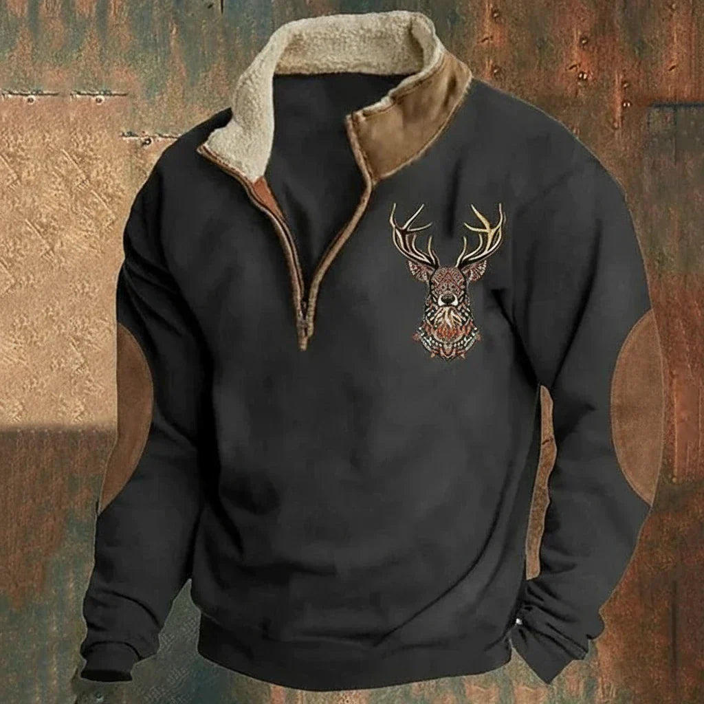 Herren Sweater mit Stehkragen und Tiermotiv | A&B - 2 - Annoboutique