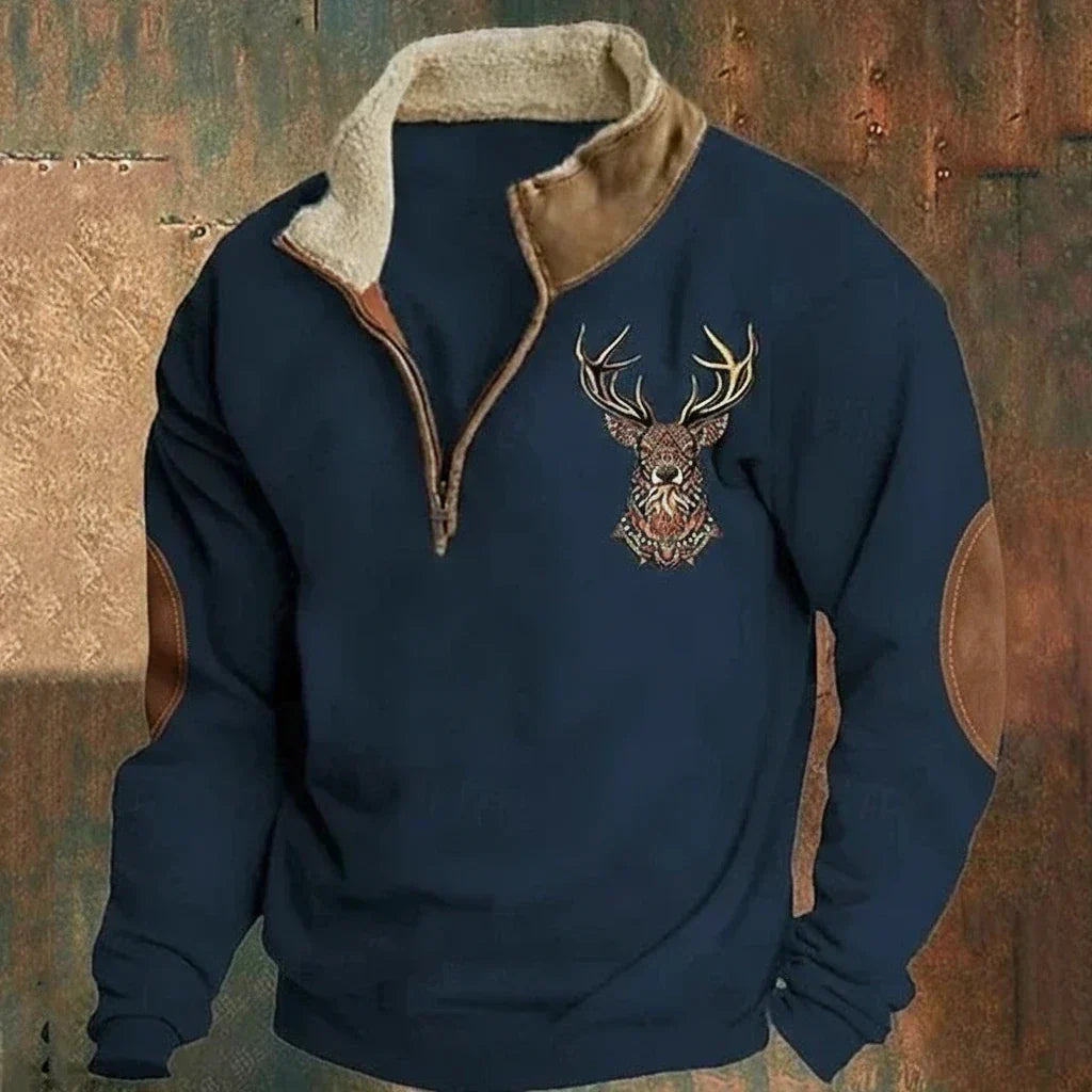 Herren Sweater mit Stehkragen und Tiermotiv | A&B - 3 - Annoboutique