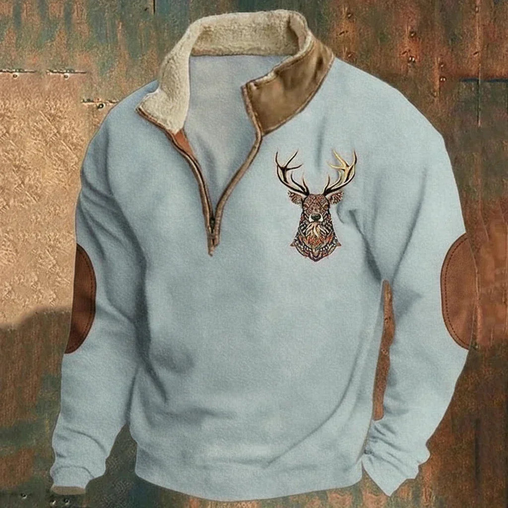Herren Sweater mit Stehkragen und Tiermotiv | A&B - 4 - Annoboutique