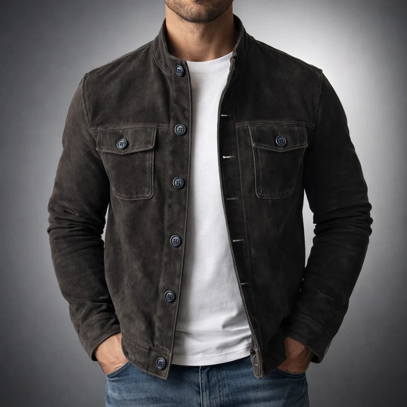 Herrenjacke mit strukturiertem Schnitt und praktischen Taschen | A&B - 4 - Annoboutique