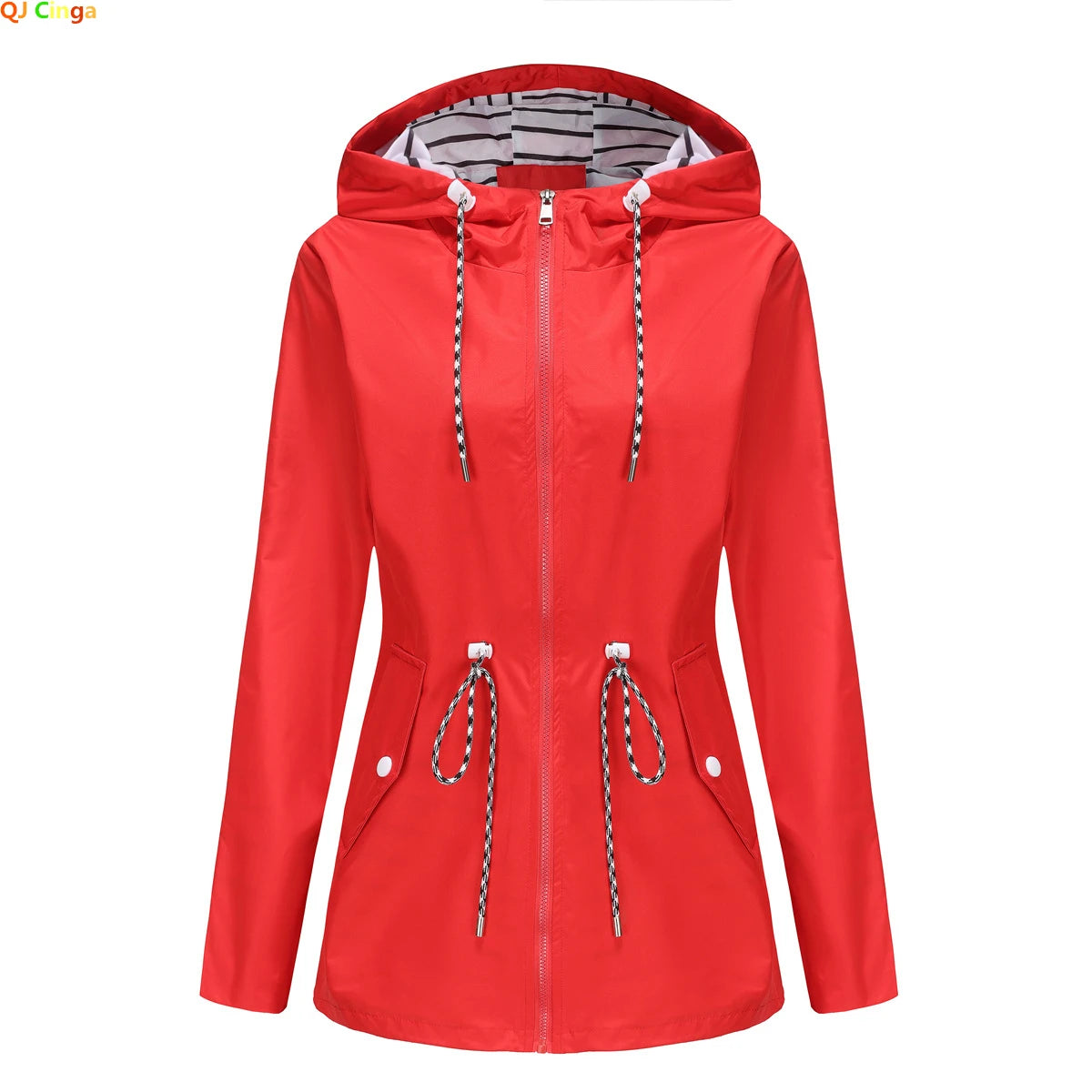 Damenjacke mit verstellbarem Taillenzug und Kapuze | A&B - 1 - Annoboutique