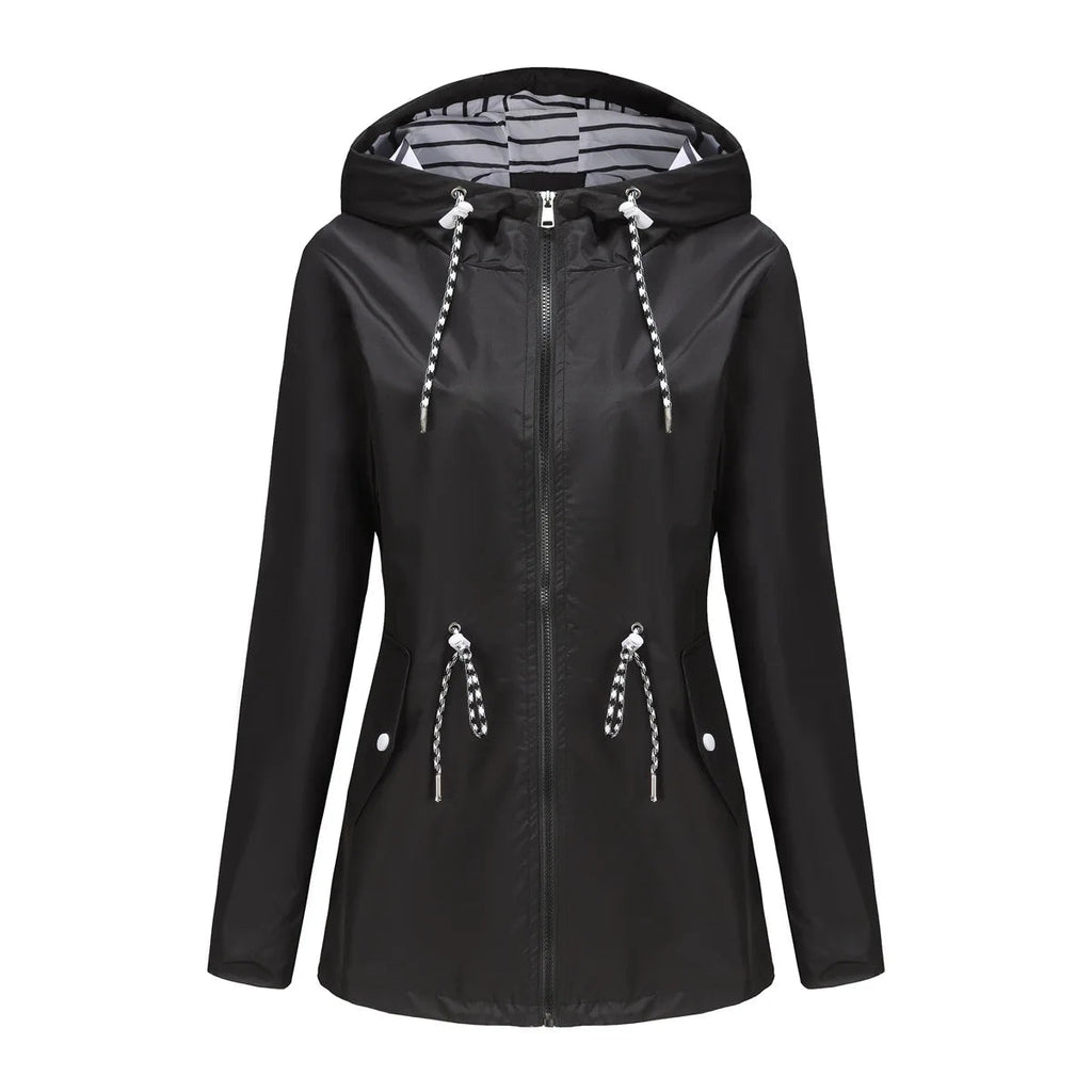 Damenjacke mit verstellbarem Taillenzug und Kapuze | A&B - 5 - Annoboutique