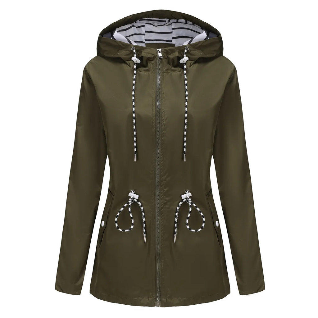 Damenjacke mit verstellbarem Taillenzug und Kapuze | A&B - 6 - Annoboutique