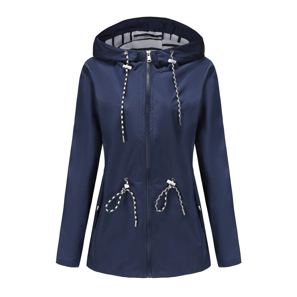 Damenjacke mit verstellbarem Taillenzug und Kapuze | A&B - 7 - Annoboutique