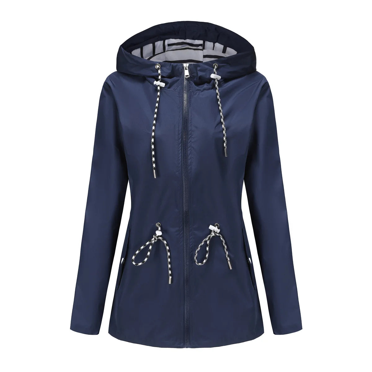 Damenjacke mit verstellbarem Taillenzug und Kapuze | A&B - 7 - Annoboutique