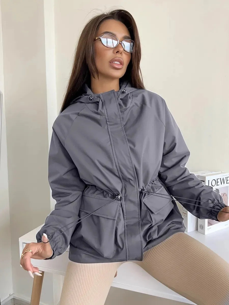 Damen Jacke mit lässigem Schnitt und verstellbarem Bund | A&B - 3 - Annoboutique