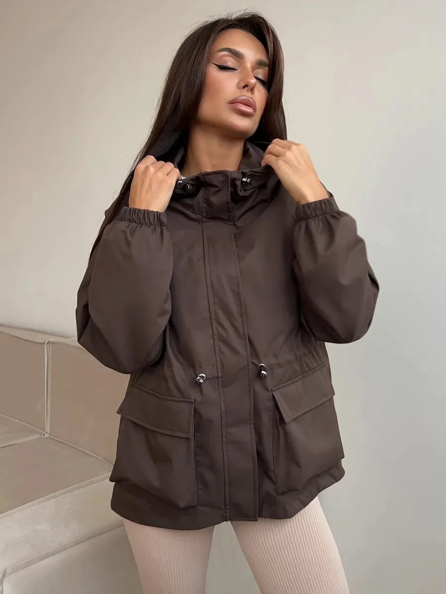 Damen Jacke mit lässigem Schnitt und verstellbarem Bund | A&B - 8 - Annoboutique