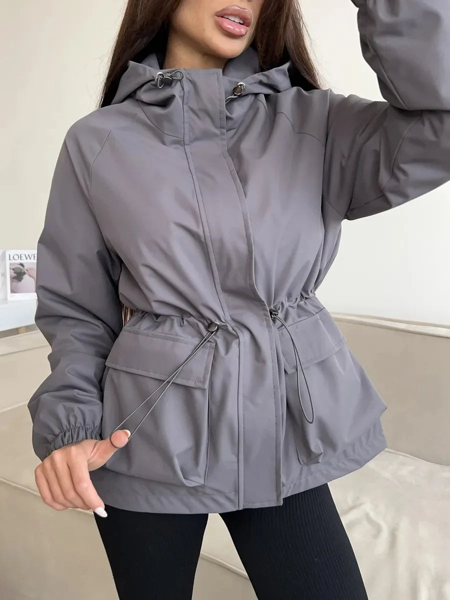 Damen Jacke mit lässigem Schnitt und verstellbarem Bund | A&B - 9 - Annoboutique