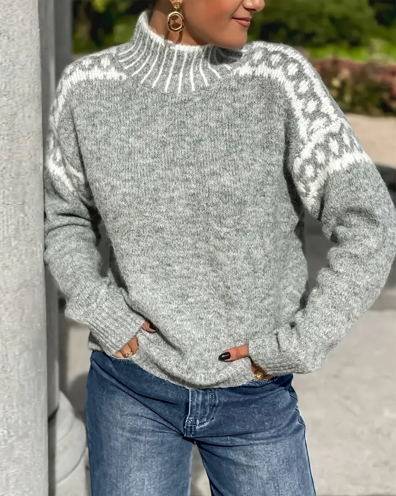 Pullover Damen mit Stehkragen und modischem Design | A&B - 1 - Annoboutique