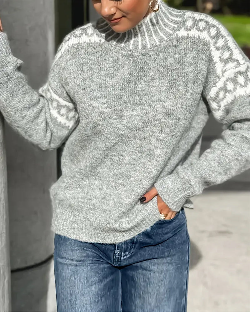Pullover Damen mit Stehkragen und modischem Design | A&B - 3 - Annoboutique