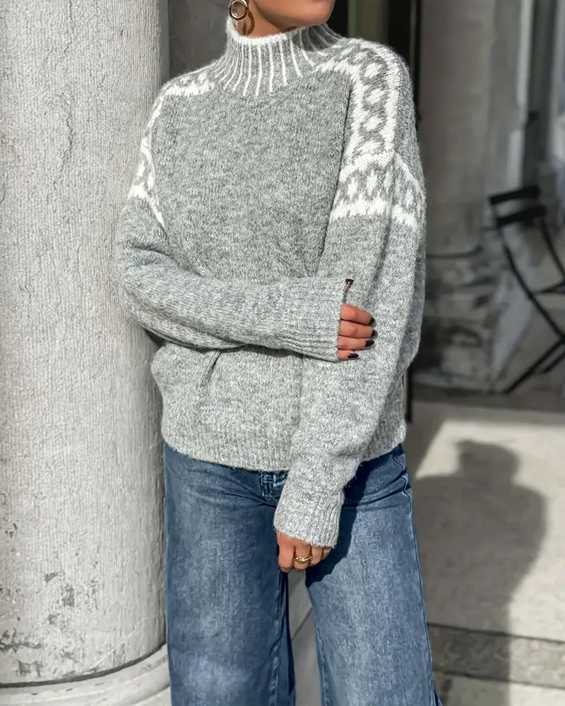 Pullover Damen mit Stehkragen und modischem Design | A&B - 5 - Annoboutique