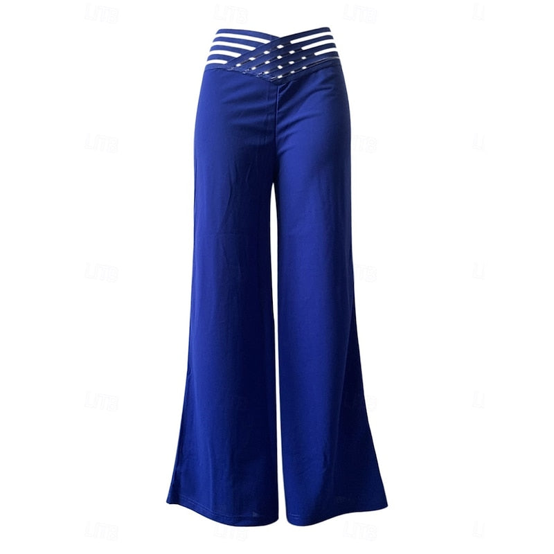 Weite Hose Damen mit hohem Bund und Cut-Out-Details | A&B - 4 - Annoboutique