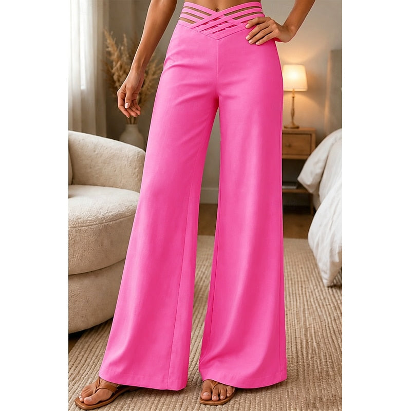 Weite Hose Damen mit hohem Bund und Cut-Out-Details | A&B - 6 - Annoboutique