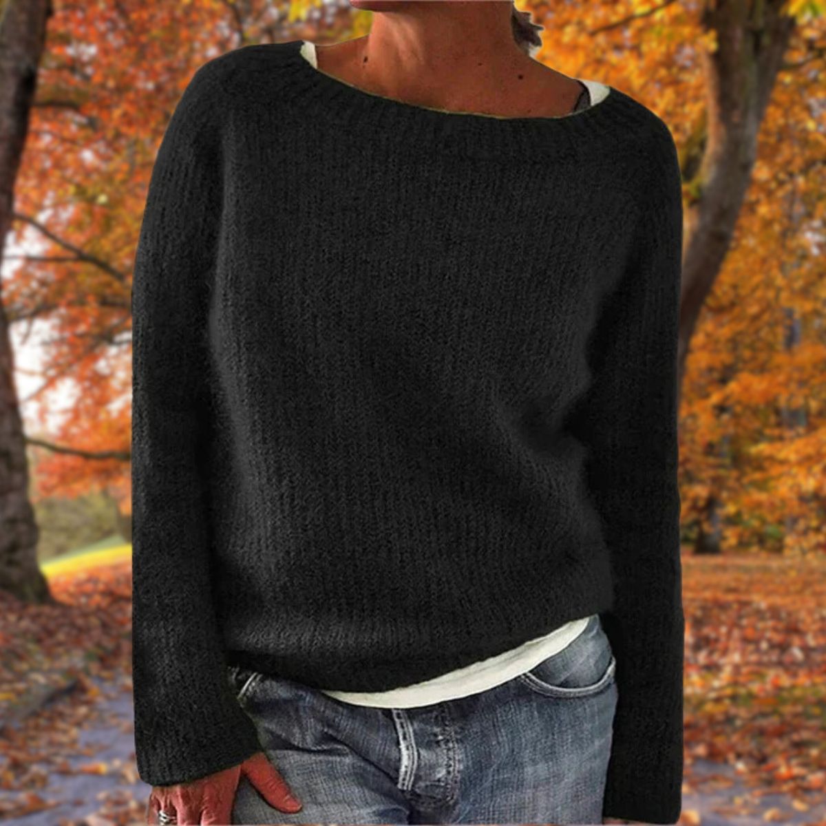 Pullover Damen mit weitem Ausschnitt und lockerer Passform | A&B - 2 - Annoboutique