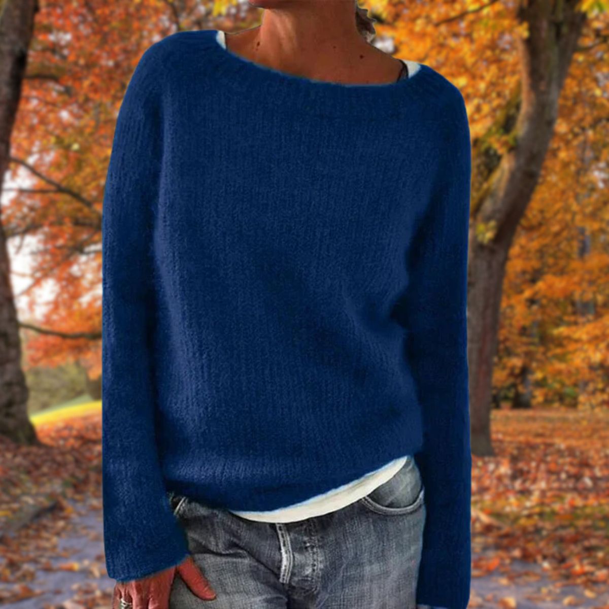 Pullover Damen mit weitem Ausschnitt und lockerer Passform | A&B - 3 - Annoboutique