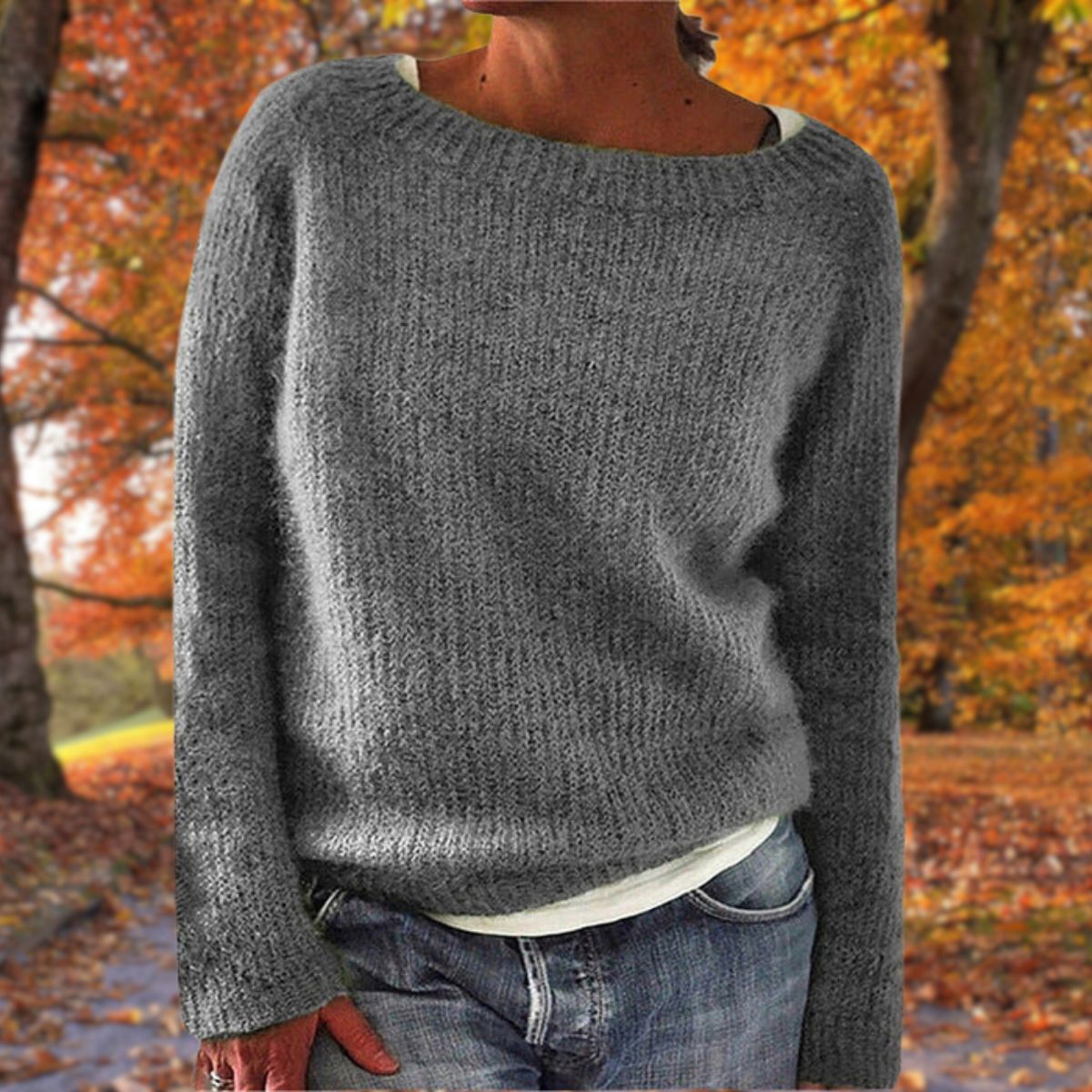 Pullover Damen mit weitem Ausschnitt und lockerer Passform | A&B - 4 - Annoboutique
