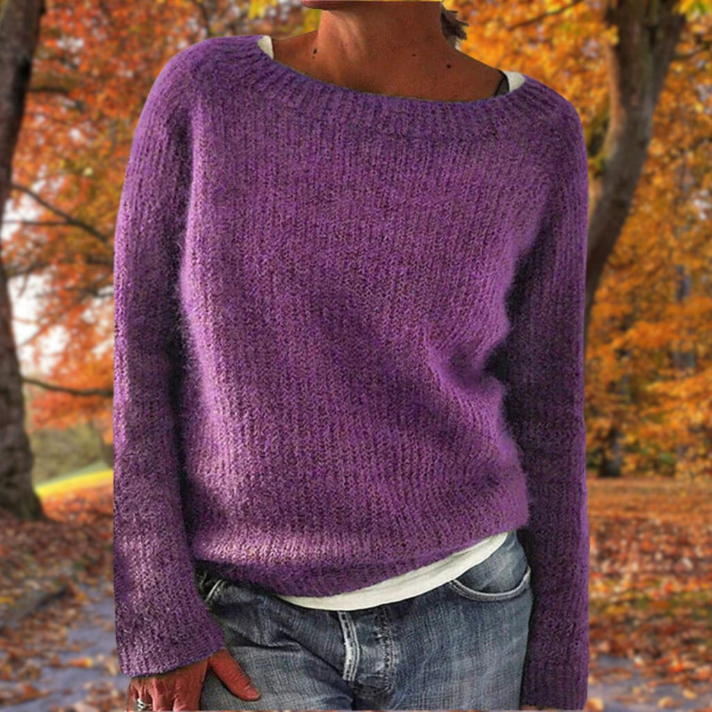 Pullover Damen mit weitem Ausschnitt und lockerer Passform | A&B - 7 - Annoboutique