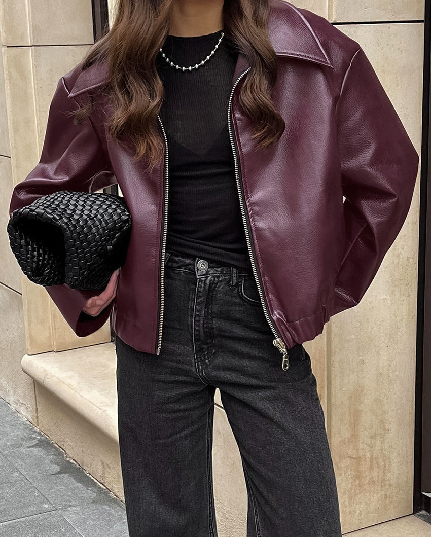 Damen Cropped Jacke mit Oversized Schnitt und Reißverschluss | A&B - 1 - Annoboutique