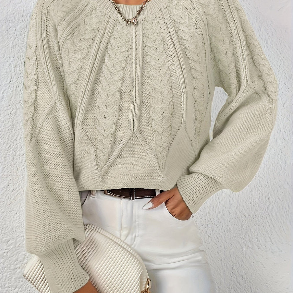 Damen Pullover mit Zopfmuster und lockerer Passform | A&B - 2 - Annoboutique
