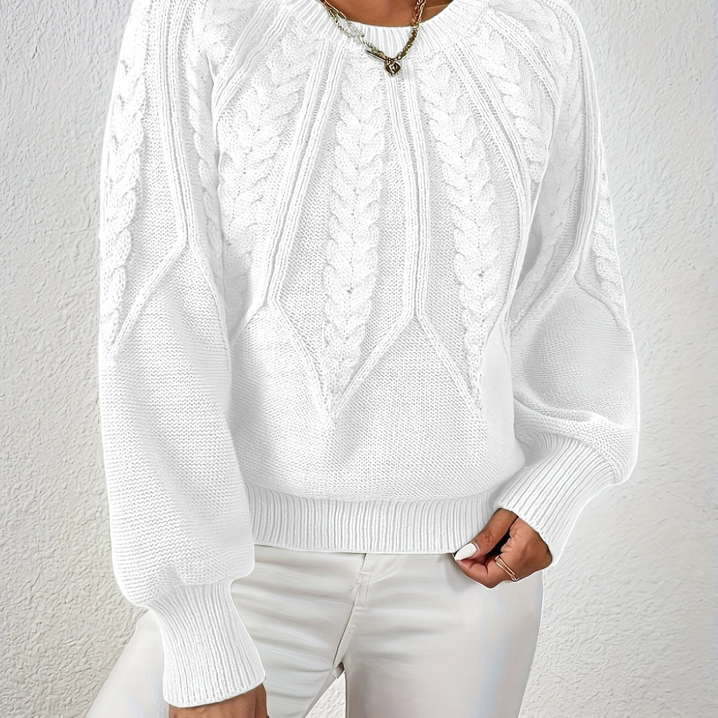 Damen Pullover mit Zopfmuster und lockerer Passform | A&B - 3 - Annoboutique