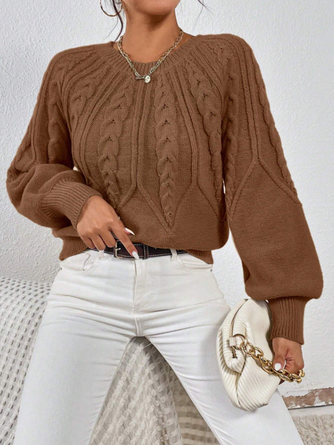 Damen Pullover mit Zopfmuster und lockerer Passform | A&B - 4 - Annoboutique