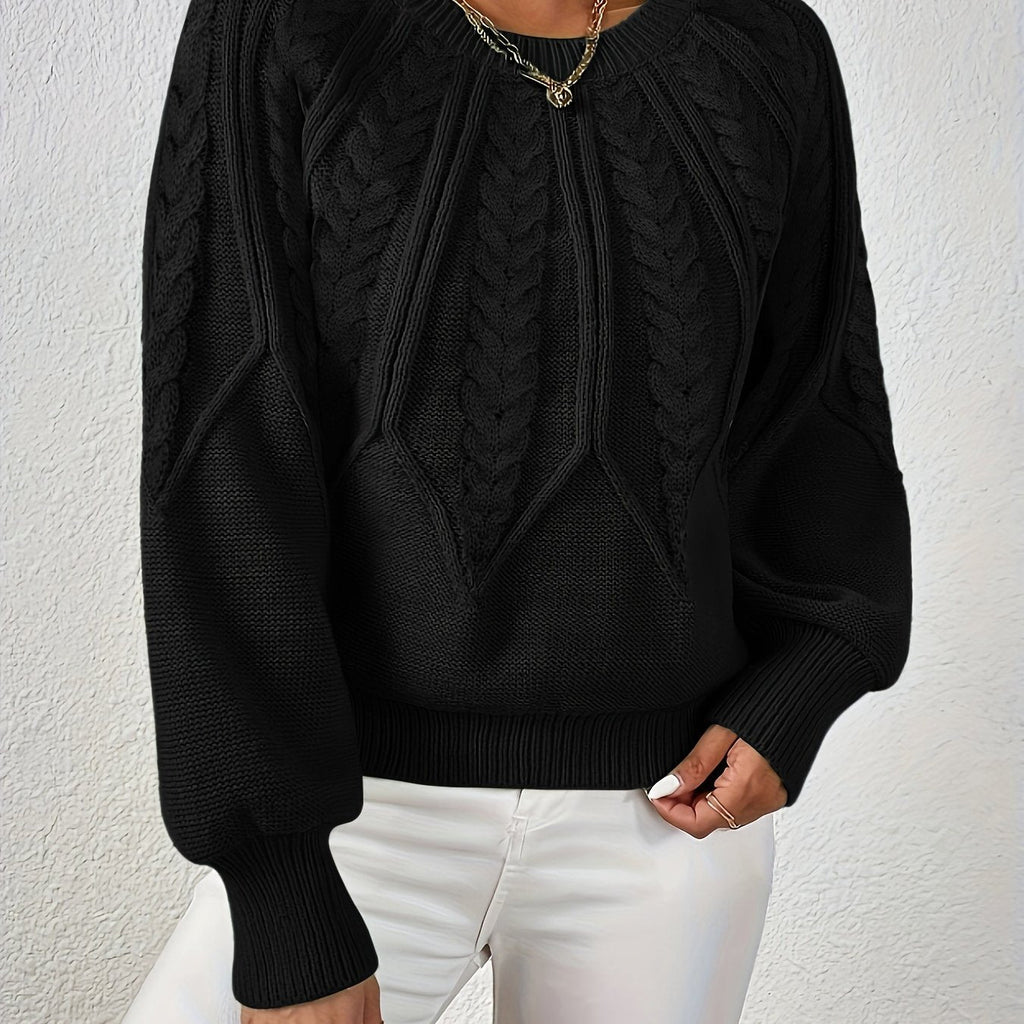 Damen Pullover mit Zopfmuster und lockerer Passform | A&B - 5 - Annoboutique