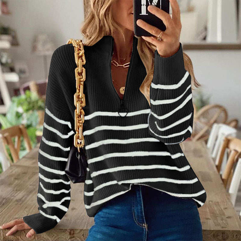 Pullover Damen mit Stehkragen und Reißverschluss | A&B - 3 - Annoboutique
