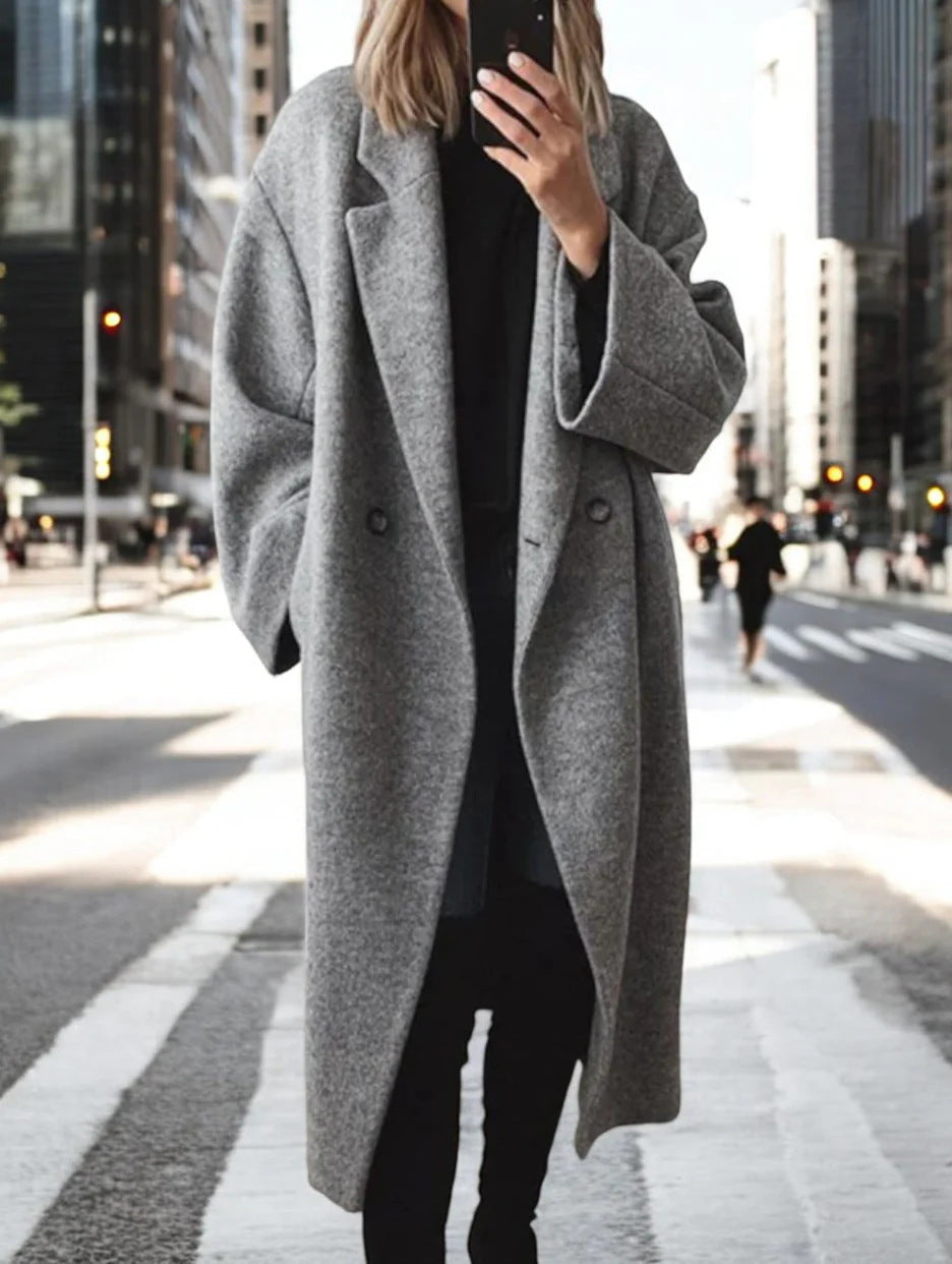 Oversized Mantel Damen mit doppelter Knopfleiste und weitem Schnitt | A&B - 3 - Annoboutique