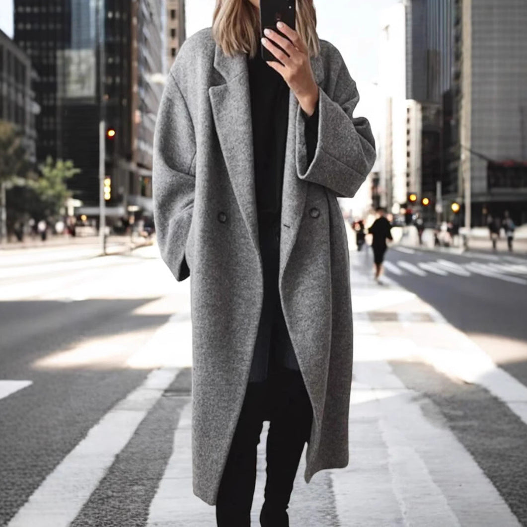 Oversized Mantel Damen mit doppelter Knopfleiste und weitem Schnitt | A&B - 6 - Annoboutique