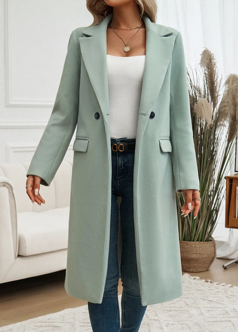 Damen Mantel mit Reverskragen und Knopfverschluss | A&B - 2 - Annoboutique