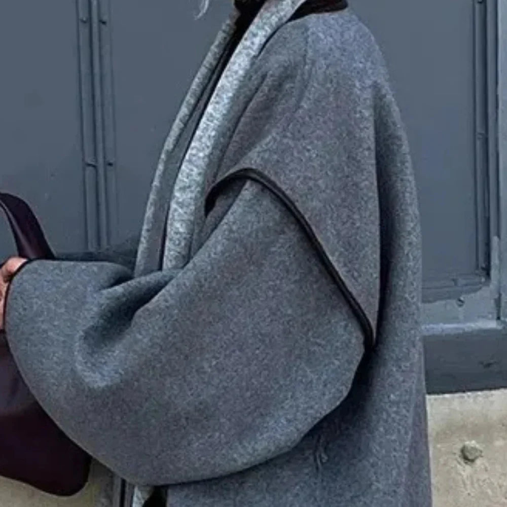 Modische Damenjacke mit Taillengürtel und weitem Schnitt | A&B - 4 - Annoboutique
