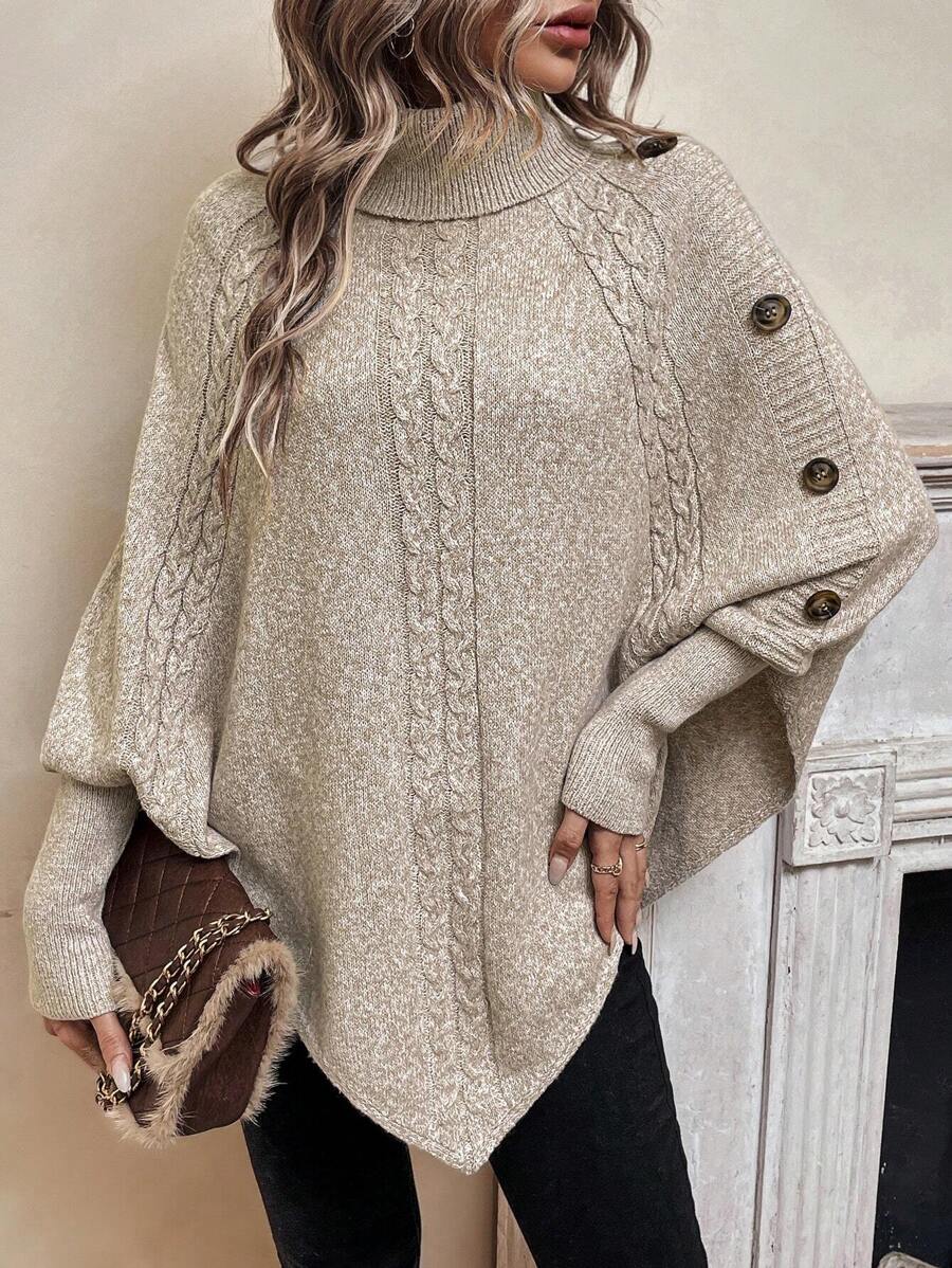 Pullover Damen mit Stehkragen und Knopfdetails | A&B - 2 - Annoboutique