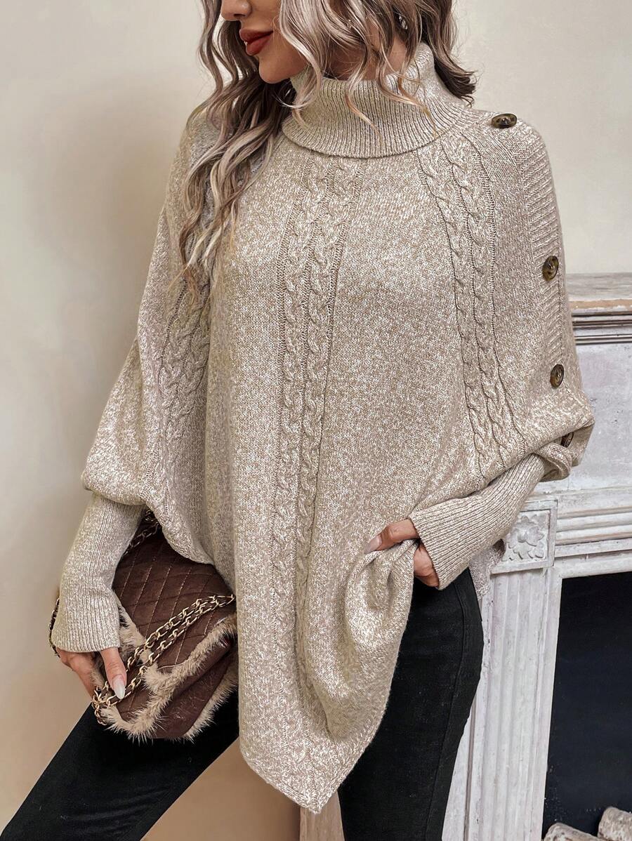 Pullover Damen mit Stehkragen und Knopfdetails | A&B - 3 - Annoboutique