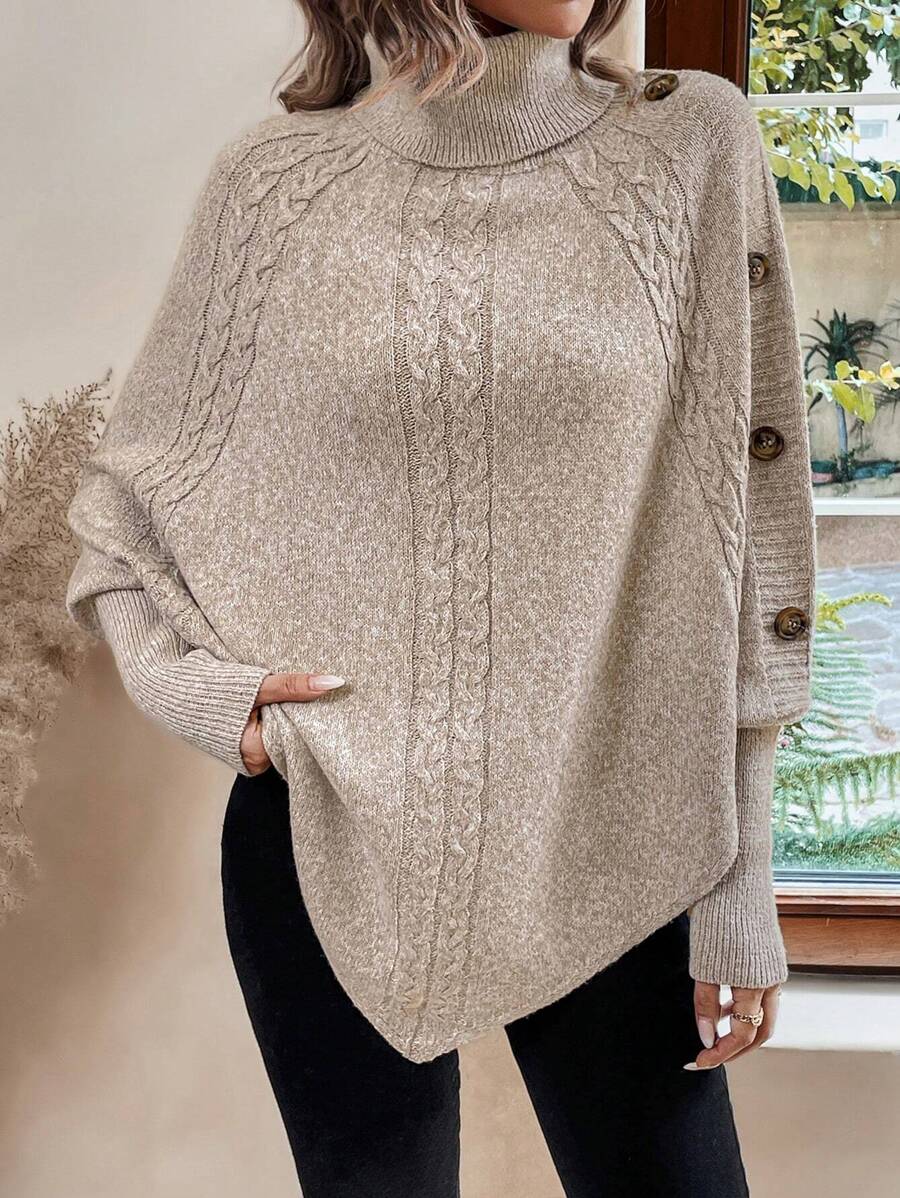 Pullover Damen mit Stehkragen und Knopfdetails | A&B - 4 - Annoboutique