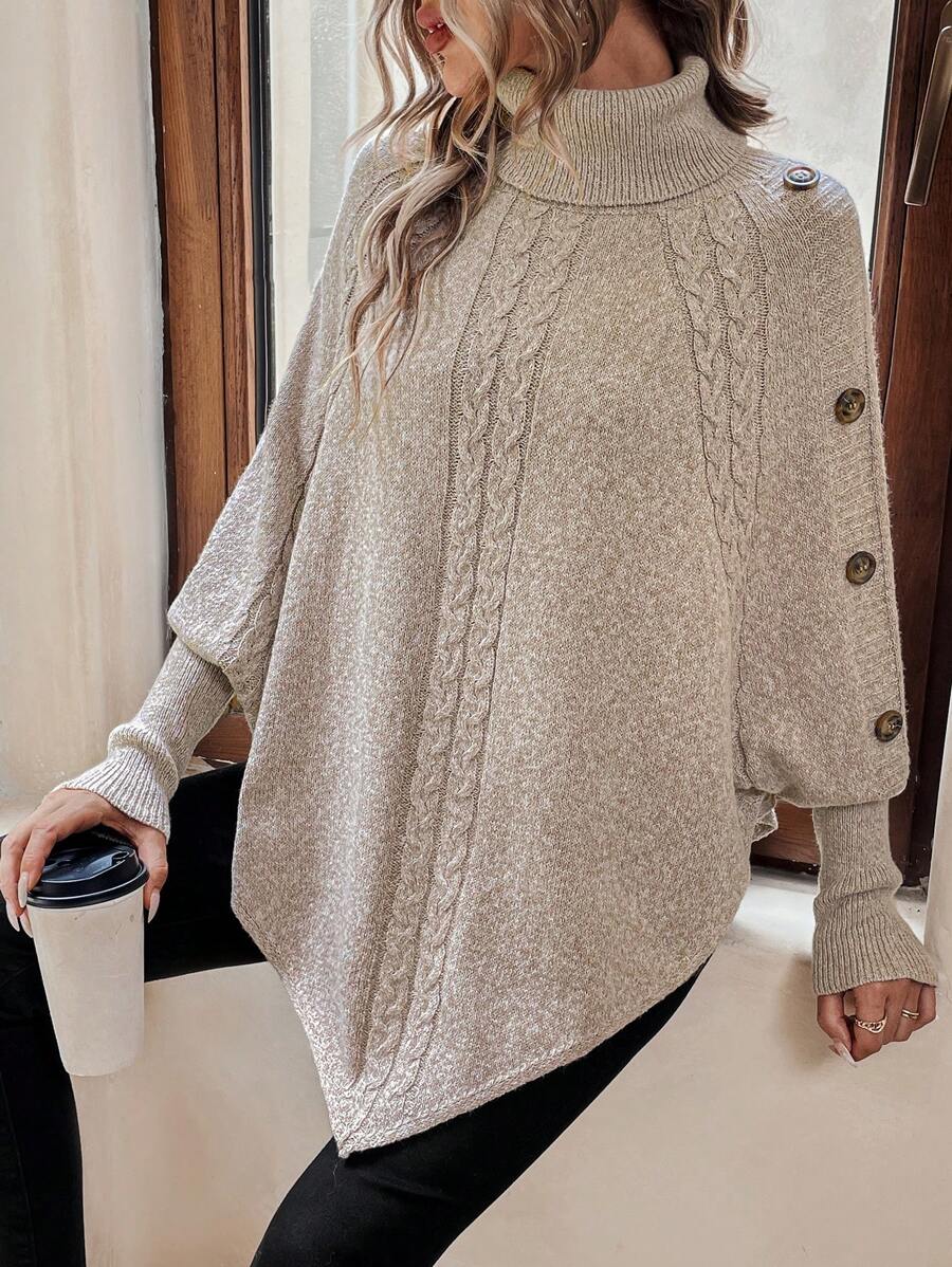 Pullover Damen mit Stehkragen und Knopfdetails | A&B - 5 - Annoboutique